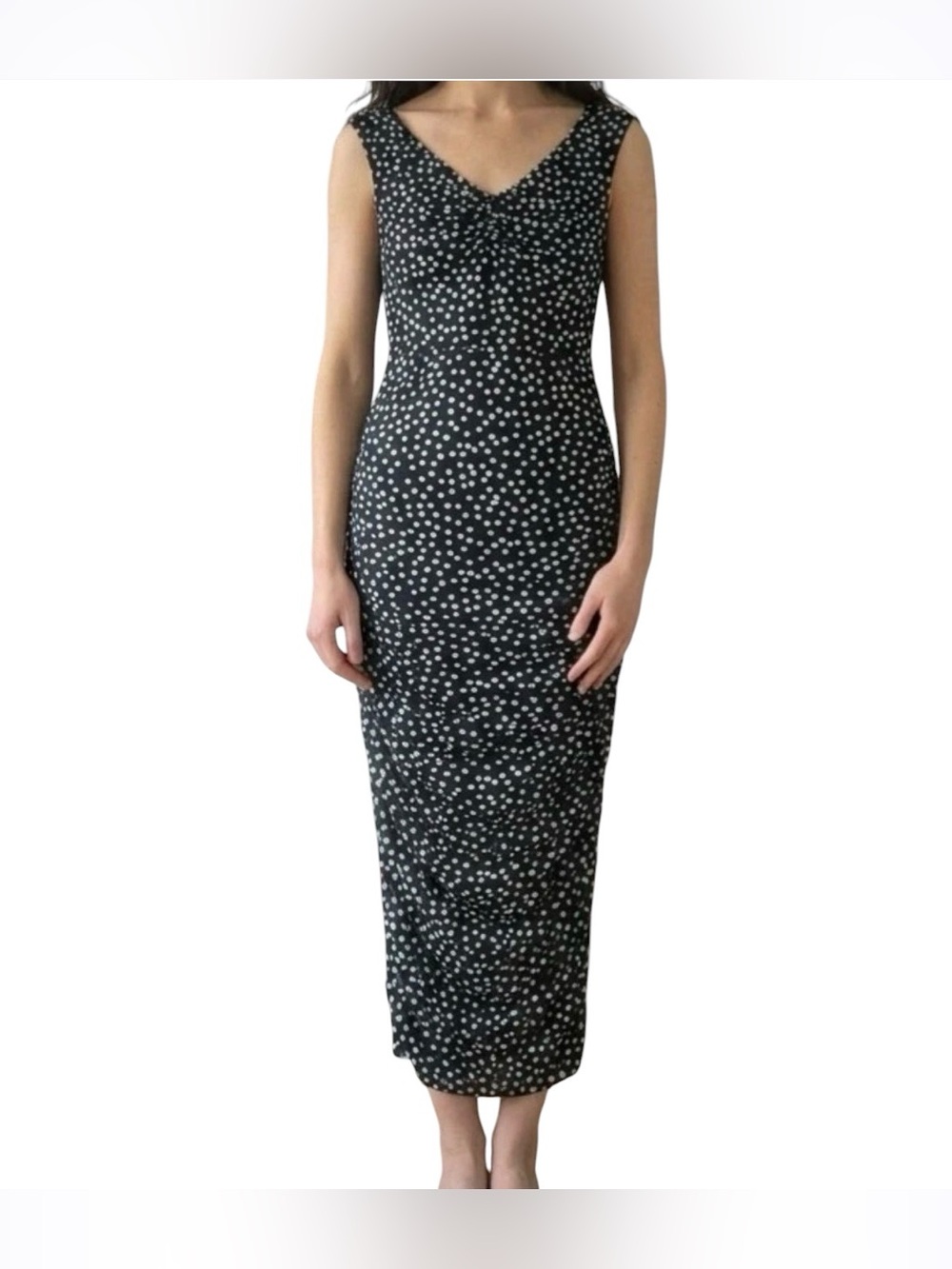 Asos Design Curve Sleeveless Black Polka Dot Maxi Dress 18